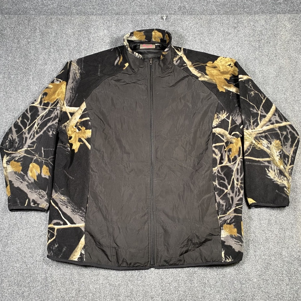 Northcrest Jacket Mens Large Camo Fleece Full‎ Zip Black Outdoor Hunting Coat